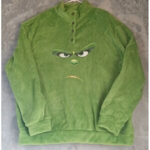 Grinch Sweater Shirt XXL Green Holiday Christmas Dr. Suess Fleece READ SEE‎